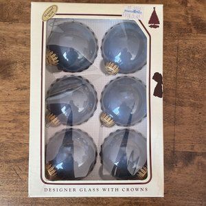 6 Vintage  Christmas by Krebs glass ornaments Kristen Blue  pastel Blue